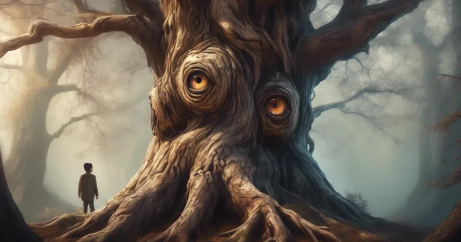 symbolic eyes on tree