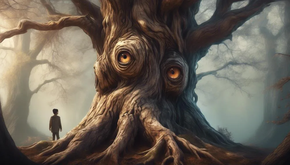 symbolic eyes on tree