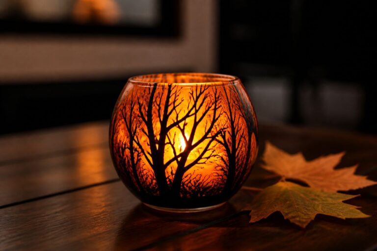 Halloween painted glass on a table